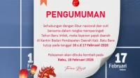 Pengumuman: Pelayanan Pajak Daerah Bapenda Batu Bara Tutup Sementara Saat Libur Imlek