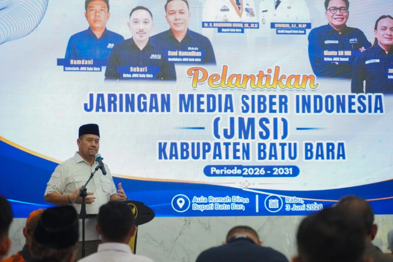 Bupati Batu Bara Hadiri Pelantikan PC JMSI Batu Bara Periode 2026 - 2031